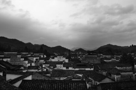 Panoramic view of villageの写真素材