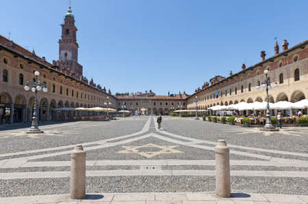 Vigevano (Pavia, Lombardy, Italy) - Piazza Ducale, historic square of the Renaissance eraのeditorial素材