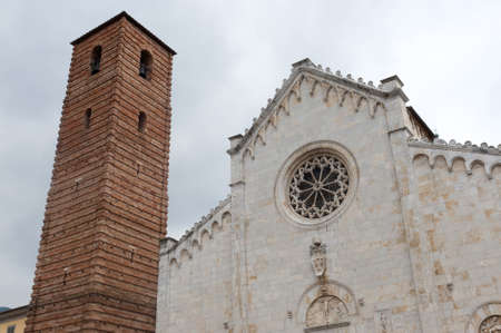 Pietrasanta (Lucca, Tuscany, Italy) - The cathedral and its white facadeの写真素材