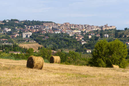 Landscape with panorama of Chianciano (Siena, Tuscany, Italy)
