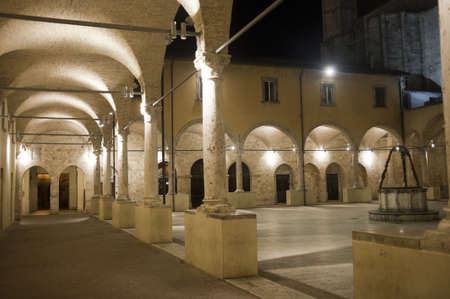 Ascoli Piceno (Marches, Italy): Cloister of ancient church by night