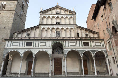Pistoia (Tuscany, Italy), facade of the medieval cathedralの写真素材
