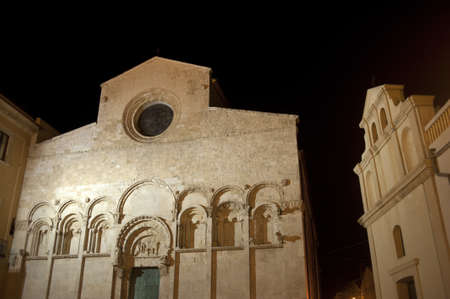 Termoli (Campobasso, Molise, Italy): cathedral at nightの写真素材