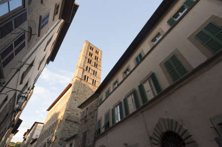 Medieval street in Arezzo (Tuscany, Italy)のeditorial素材