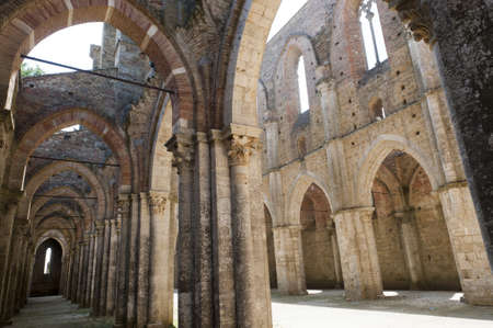 San Galgano (Siena, Tuscany, Italy), the famous open basilicaの写真素材