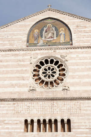 Facade of the historic cathedral of Foligno (Perugia, Umbria, Italy)のeditorial素材