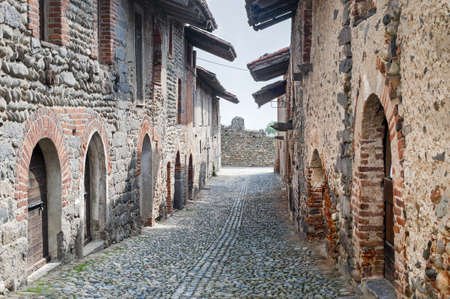 Ricetto of Candelo (Biella, Piedmont, Italy) - Typical street in the medieval villageの写真素材