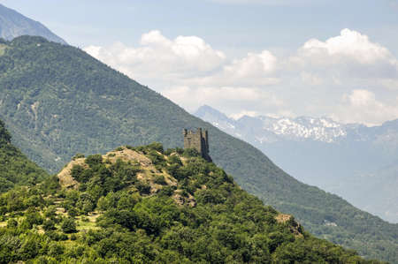The ancient Castle of Ussel  Valle d Aosta の写真素材