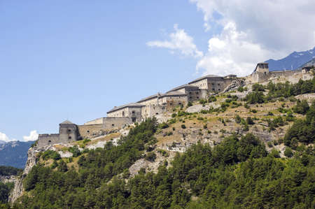 Fortress near Modane  Rhone-Alpes, France   Panoramic view at summerのeditorial素材