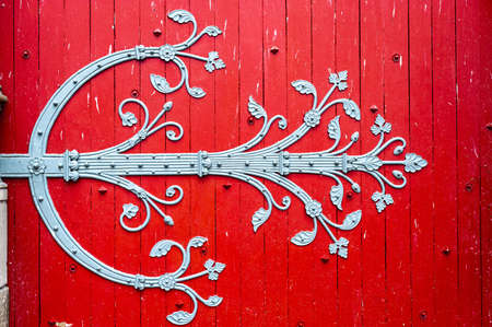 Sens (Yonne, Burgundy, France) - Exterior of the Saint-Etienne cathedral, in gothic style,  red doorの写真素材