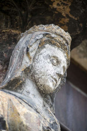 Pont-sur-Yonne (Yonne, Burgundy, France) -The ancient church, detail of the portalのeditorial素材