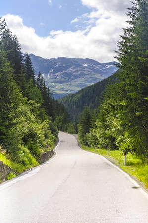 The road to Passo Gavia  Alps, Lombardy, Italy  at summerの写真素材
