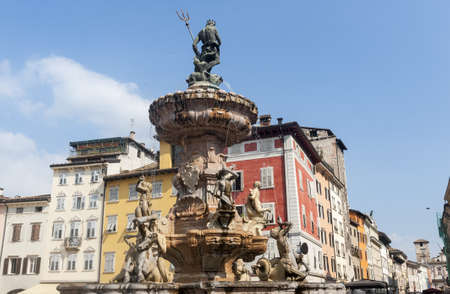Historic fountain in the cathedral square of Trento (Trentino Alto Adige, Italy)のeditorial素材