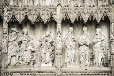 Chartres (Eure-et-Loir, Centre, France) - Interior of the cathedral in gothic style: statues