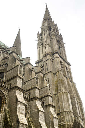 Chartres (Eure-et-Loir, Centre, France) - Exterior of the gothic cathedral: belfry