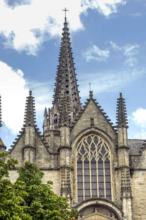 (Ille-et-Vilaine, Brittany, France) - Exterior of ancient church, in gothic styleの写真素材