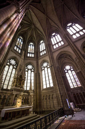 Rennes  Ille-et-Vilaine, Brittany, France  - Ancient Sainte-Anne church, interior  apse and altarのeditorial素材