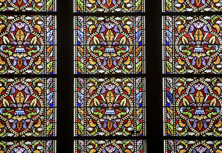 Rennes  Ille-et-Vilaine, Brittany, France  - Ancient Sainte-Anne church, interior  stained glass