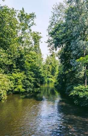 Lambro river in the Monza Park (Milan, Lombardy, Italy) at summer