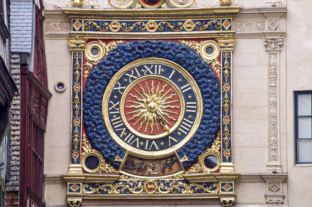 Rouen (Seine-Maritime, Haute-Normandie, France) - Exterior of the ancient clock tower, detail