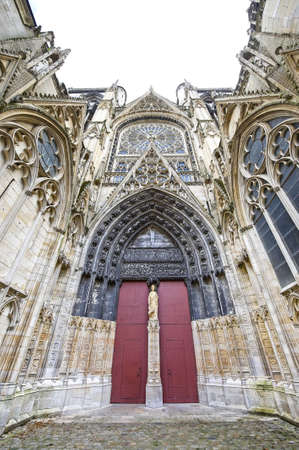 Rouen (Seine-Maritime, Haute-Normandie, France) - Exterior of the cathedral, in gothic style, portalの写真素材