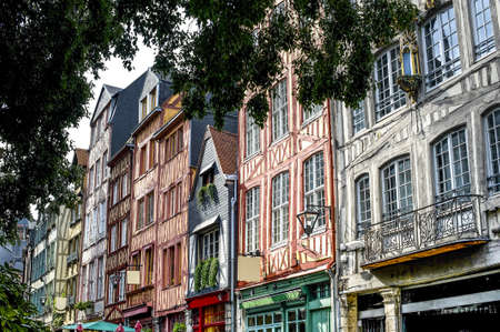 Rouen (Seine-Maritime, Haute-Normandie, France) - Exterior of  ancient half-timbered  housesの写真素材