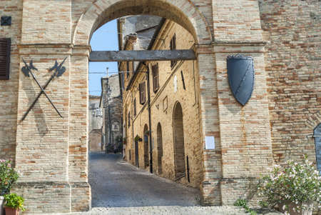 Treia (Macerata, Marches, Italy) - Entrance of the medieval townの写真素材