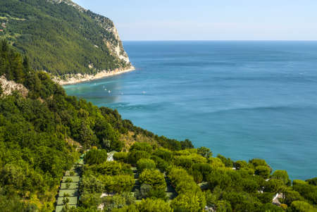 Conero (Ancona, Marches, Italy) - The coast at summer, with woods and beachの写真素材