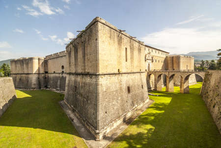 L'Aquila (Abruzzi, Italy) - Historic castle with bridge and moatのeditorial素材