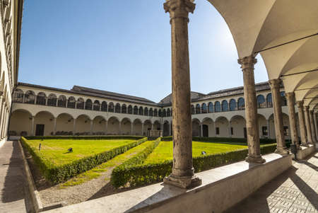 Perugia (Umbria, Italy) - Gothic cloister of the San Domenico churchのeditorial素材