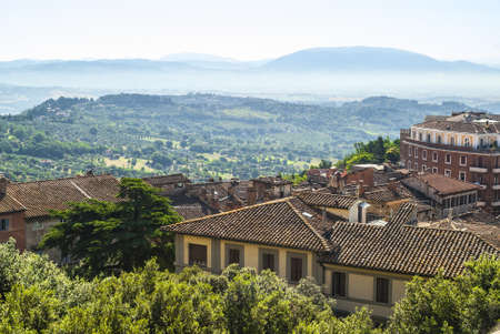 Panoramic view from Perugia (Umbria, Italy) at morning