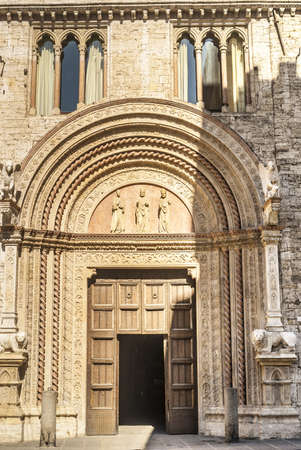 Perugia (Umbria, Italy) - Facade of historic buildingの写真素材