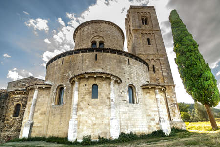 The church of Sant'Antimo (Siena, Tuscany, Italy) at summerの写真素材