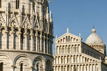 Pisa (Tuscany, Italy) - Cathedral with its dome and Baptisteryの写真素材