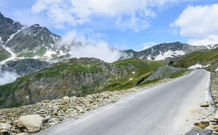 Colle dell'Agnello (Val Varaita, Cuneo, Piedmont, Italy), mountain landscape at summerの写真素材