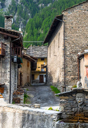 Chianale (Cuneo, Val Varaita, Piedmont, Italy), old typical mountain village in the Italian Alps at summerの写真素材