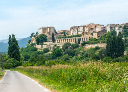 Lauris (Provence-Alpes-Cote d'Azur, France), panoramic view of the historic city and road