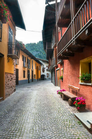 Casteldelfino (Cuneo, Val Varaita, Piedmont, Italy), typical mountain village at summerの写真素材