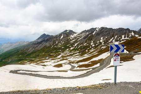 Colle dell'Agnello (Hautes-Alpes, Provence-Alpes-Cote d'Azur, France), mountain landscape at summerの写真素材