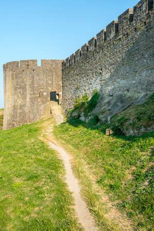 Carcassonne (Aude, Languedoc-Roussillon, France) - The medieval wallsの写真素材