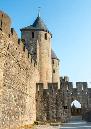 Carcassonne (Aude, Languedoc-Roussillon, France) - The medieval wallsのeditorial素材