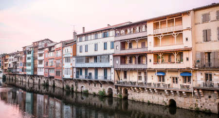 Castres (Tarn, Midi-Pyrenees, France), old houses along the river