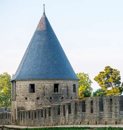Carcassonne (Aude, Languedoc-Roussillon, France) - The medieval wallsの写真素材