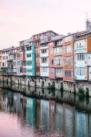 Castres (Tarn, Midi-Pyrenees, France), old houses along the river
