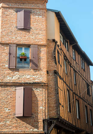 Albi (Tarn, Midi-Pyrenees, France) - Old half-timbered buildingsの写真素材