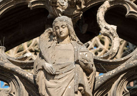 Albi (Tarn, Midi-Pyrenees, France) - Exterior of the historic cathedral, statuesのeditorial素材