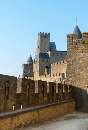 Carcassonne (Aude, Languedoc-Roussillon, France) - The medieval wallsのeditorial素材