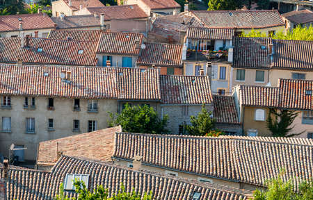 Carcassonne (Aude, Languedoc-Roussillon, France) - Panoramic view from the medieval wallsの写真素材