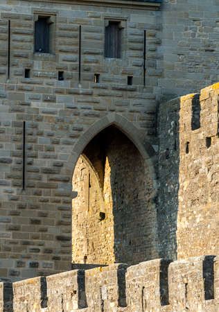 Carcassonne (Aude, Languedoc-Roussillon, France) - The medieval wallsの写真素材