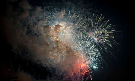 Toulon (Var, Provence-Alpes-Cote d'Azur, France): traditional fireworks at july 14th